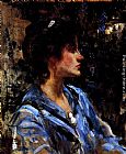 Blue Wall Art - Young Woman In Blue -- Miss H. Strom